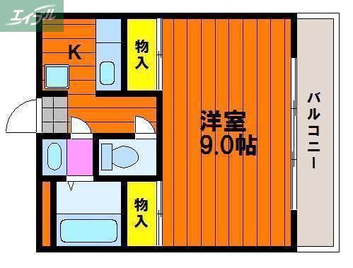 アメニティー伊島(1K/4階)の間取り写真