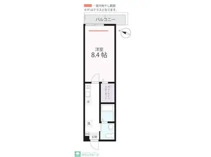 ハーミットクラブハウスカタリーナ(1K/2階)の間取り写真