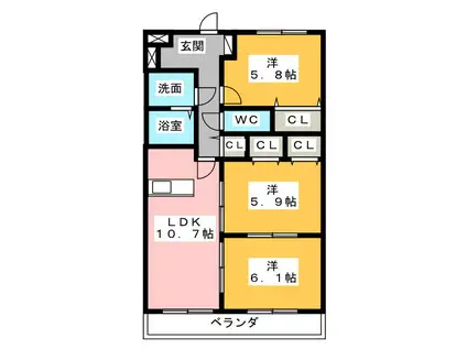 インシエーメ(3LDK/2階)の間取り写真