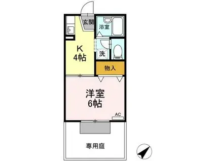 ファミール堀部V(1K/1階)の間取り写真