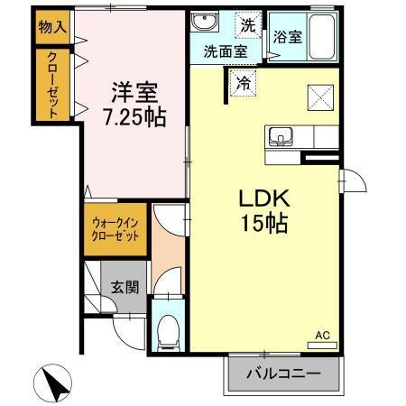 セジュール クリエ(1LDK/1階)の間取り写真