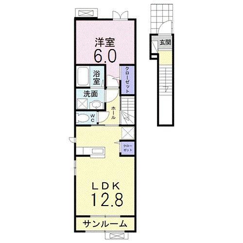 ルタンI(1LDK/2階)の間取り写真