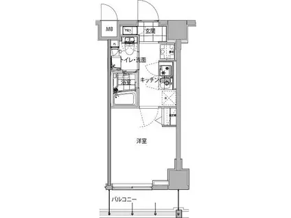 ハーモニーレジデンス品川ウエスト002(1K/4階)の間取り写真