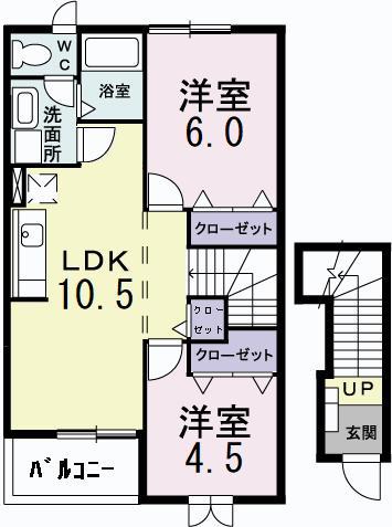 サンライト ヒルズ(2LDK/2階)の間取り写真