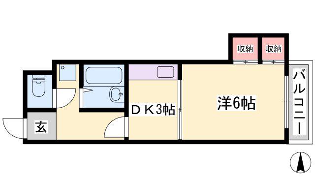 レジデンス西庄(1DK/3階)の間取り写真
