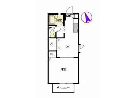 パ-クサイド999(1DK/2階)の間取り写真