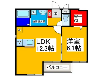 ワンズレジデンス高松(1LDK/3階)の間取り写真