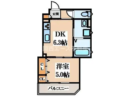 クリエオーレ清瀧(1DK/1階)の間取り写真