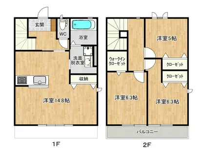 プレステージ和白VI D棟(3LDK/1階)の間取り写真