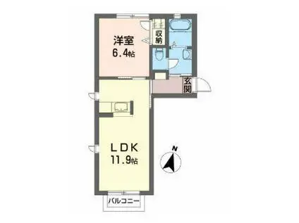 シャーメゾン・ブルームA(1LDK/1階)の間取り写真
