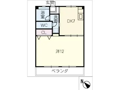 青山パークマンション(1DK/1階)の間取り写真
