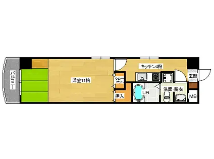 ソシアル琥珀(1K/2階)の間取り写真