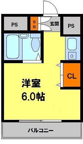 上中マンション(1K/3階)の間取り写真