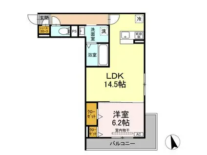 D-ROOM下池川町(1LDK/3階)の間取り写真