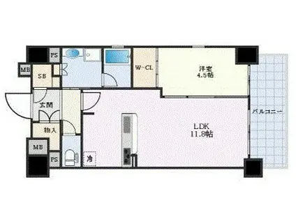 オープンレジデンシア名古屋栄EST(1LDK/2階)の間取り写真