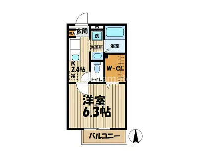 エミネンスI(1K/1階)の間取り写真