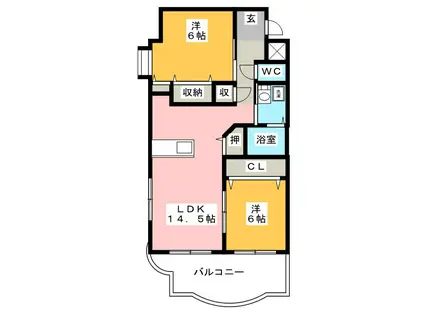 ラド・グランデ(2LDK/1階)の間取り写真