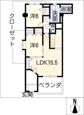マジェステ(2LDK/1階)の間取り写真