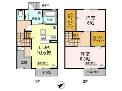 百花苑・月花苑 百花苑(2LDK/1階)の間取り写真