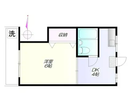 プランドール小日向I(1DK/2階)の間取り写真