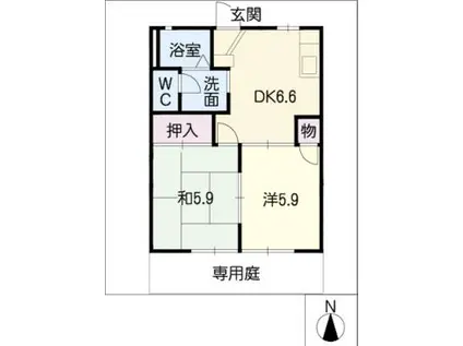 SSコーポ D(2DK/1階)の間取り写真