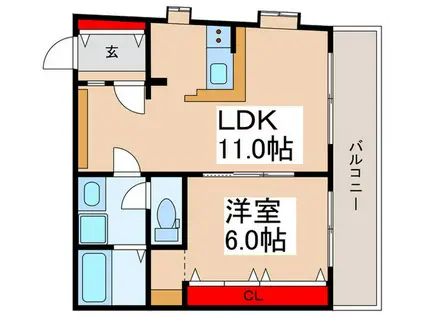 コオポスアペアII(1LDK/2階)の間取り写真