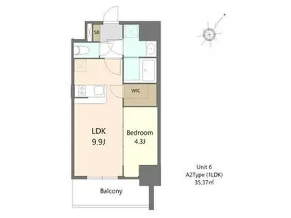 ソルテラスKOBE(1LDK/8階)の間取り写真