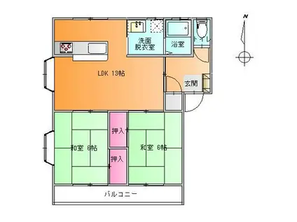 キヨガーデンハウス(2LDK/2階)の間取り写真