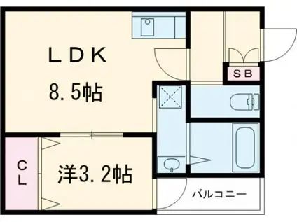 H-MAISON門真南I(1LDK/3階)の間取り写真