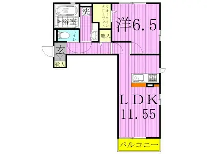 クレール白井(1LDK/2階)の間取り写真