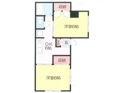 グリュックF88(2DK/1階)の間取り写真