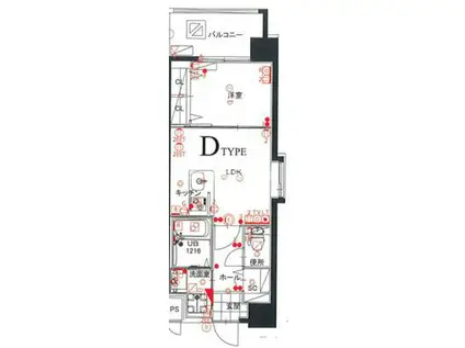 レジデンシャルヒルズ上呉服(1LDK/9階)の間取り写真