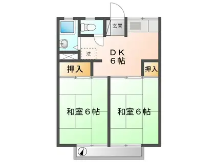 ハイコーポ小和田 B(2DK/1階)の間取り写真