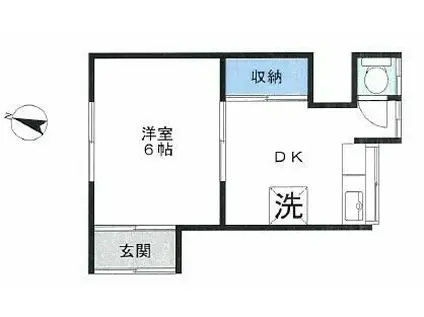 岩崎荘(1DK/1階)の間取り写真