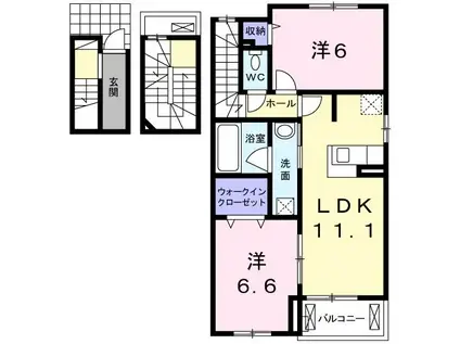ホワイトメゾン 桜(2LDK/3階)の間取り写真