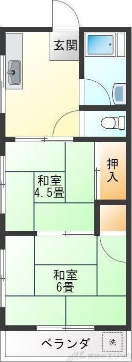 シエテ高槻II(2DK/3階)の間取り写真