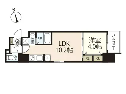 S-RESIDENCE国泰寺町二丁目(1LDK/11階)の間取り写真