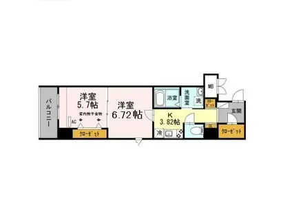 ラフィネ(2K/7階)の間取り写真