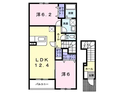 メゾン雪(2LDK/2階)の間取り写真