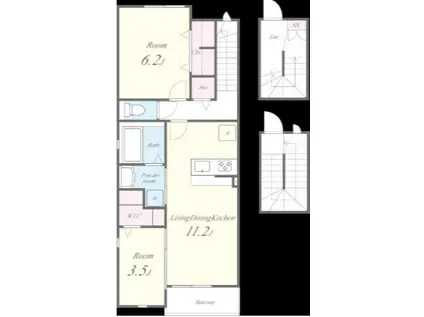 ウィリング ブリス A棟(2LDK/3階)の間取り写真
