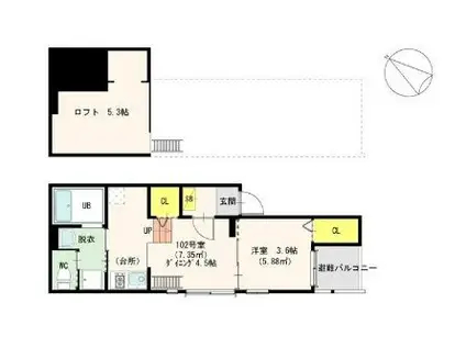 DIIRA博多(1LDK/3階)の間取り写真