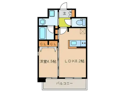 ル・シェール香椎(1DK/5階)の間取り写真