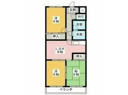 ハイツさんで(3DK/3階)の間取り写真