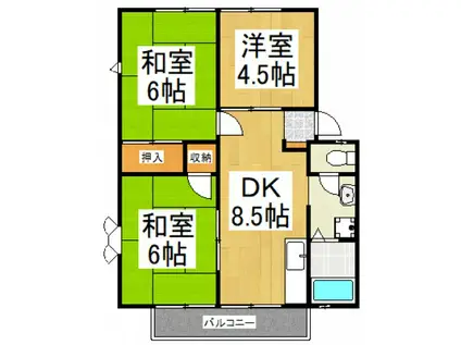 コンフォートイースト(3DK/1階)の間取り写真