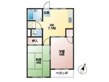 フローレンス富士見(2DK/1階)の間取り写真