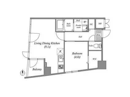 DIO亀戸天神前(1LDK/2階)の間取り写真