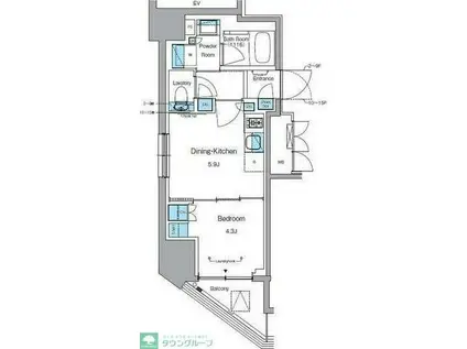 プライムアーバン浅草テラス(1DK/2階)の間取り写真