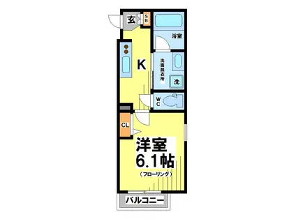 レジアス調布(1K/1階)の間取り写真