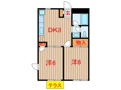コートサイドアベニュー(2DK/1階)の間取り写真