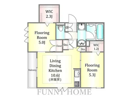ハレメリア深沢(2LDK/2階)の間取り写真